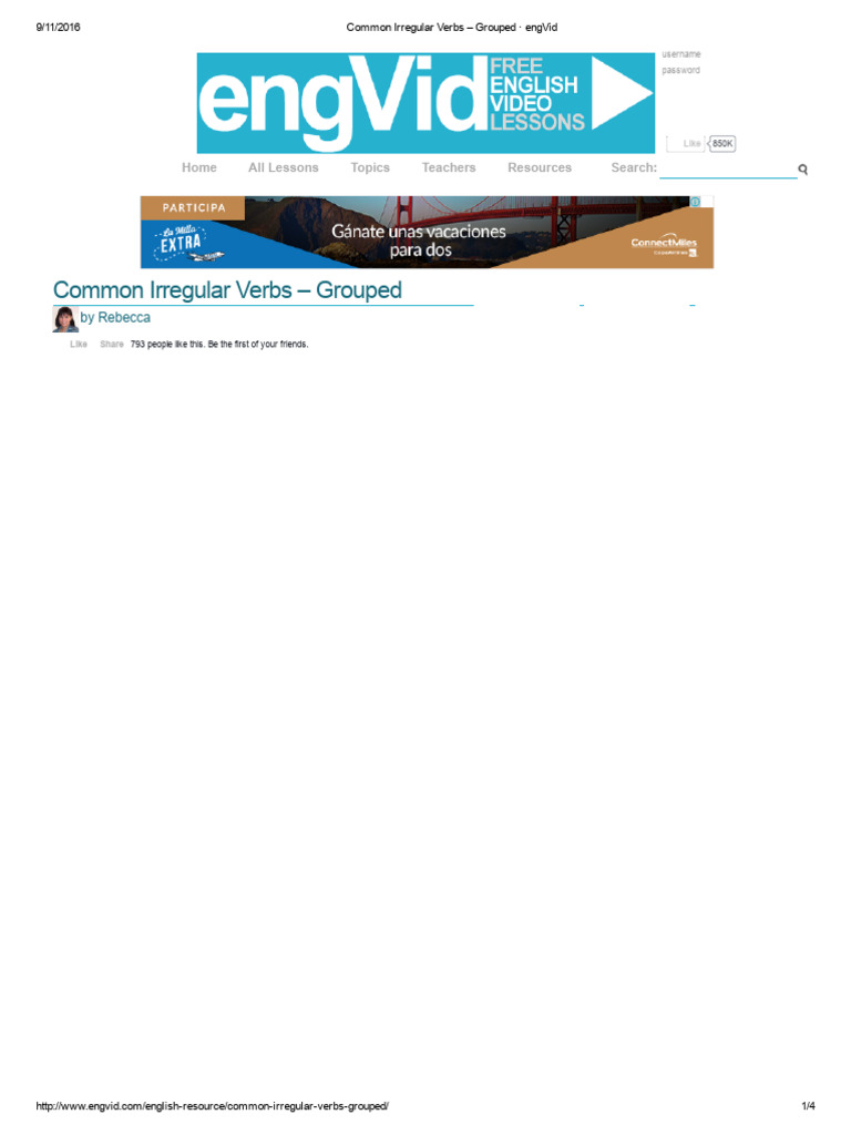Common Irregular Verbs in English | PDF | English Language | Linguistic ...