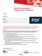 Recommendations For Emergency Group o Red Blood Cell Use in Victoria Communique Accessible