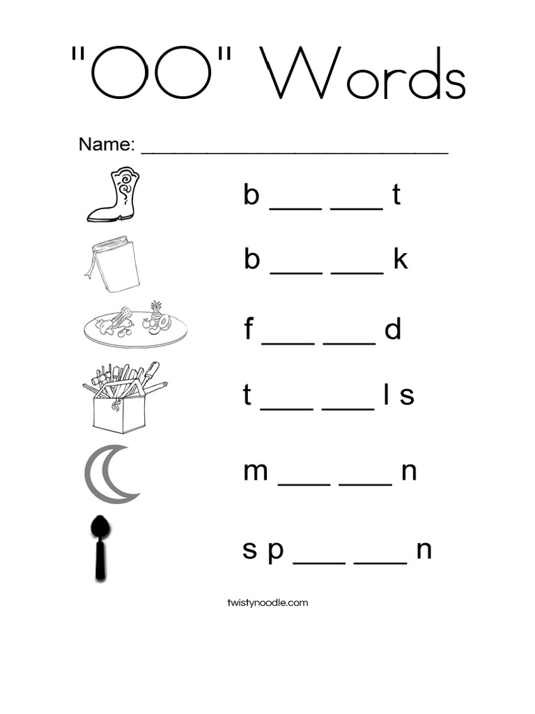 OO - Words Coloring Page - Twisty Noodle | PDF