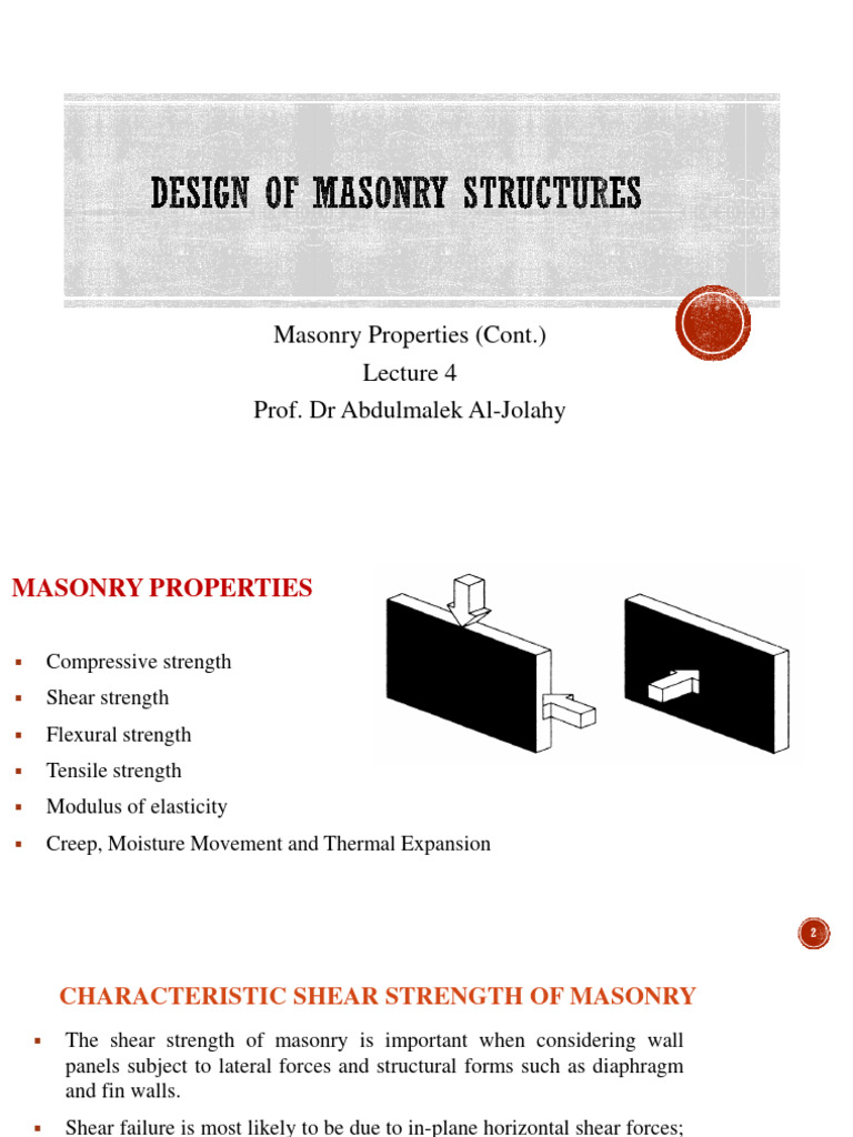 Lecture 4 03 02 2024 Pdf Strength Of Materials Masonry
