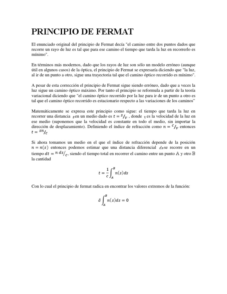 Principio de Fermat | PDF