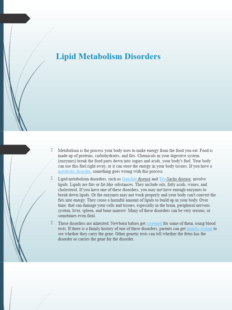 Understanding Lipid Metabolism Disorders | PDF | Clinical Medicine ...