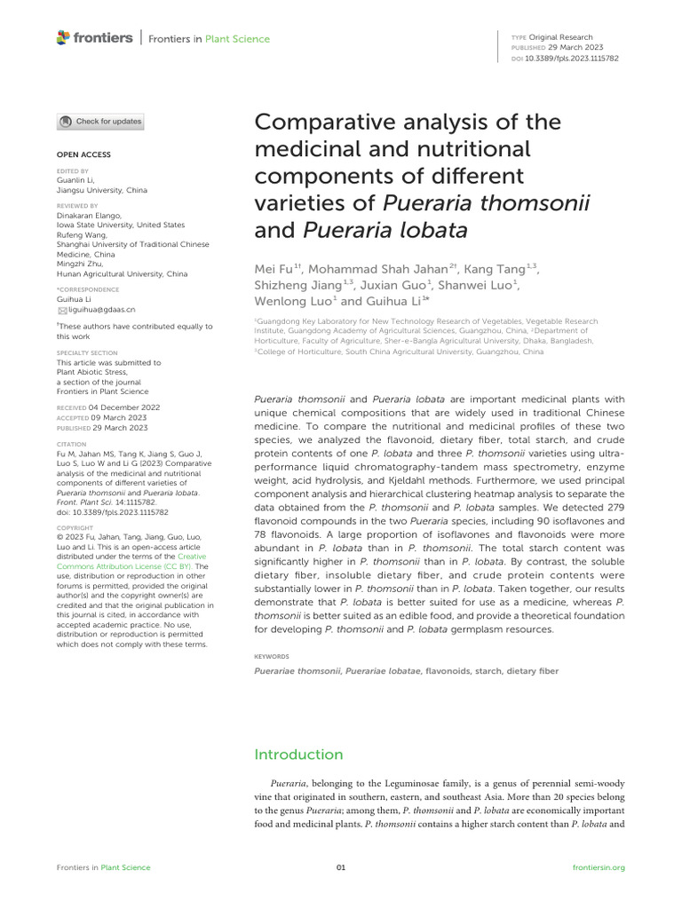 Parative Analysis of The Medicinal and Nutritional Components of ...