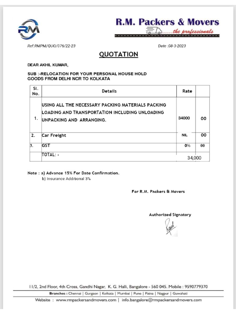 RMPNM Quotation | PDF