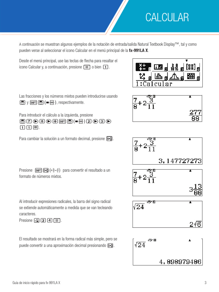 01 CASIO QuickStartGuide fx-991LA X Basic Calculation Es | PDF ...