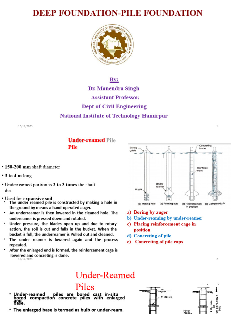 Unit 6 Part 4 Pile Foundation Pile In Expansive Soil Pdf Deep