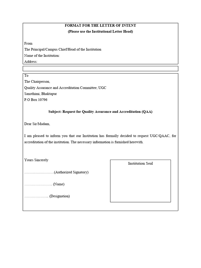 Format For The Letter of Intent | PDF | Libraries | Doctor Of Philosophy