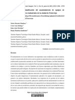 Organización y Planificación Del Mantenimiento de Equipos de Mecanizado en Talleres Industriales de La Ciudad de Portoviejo