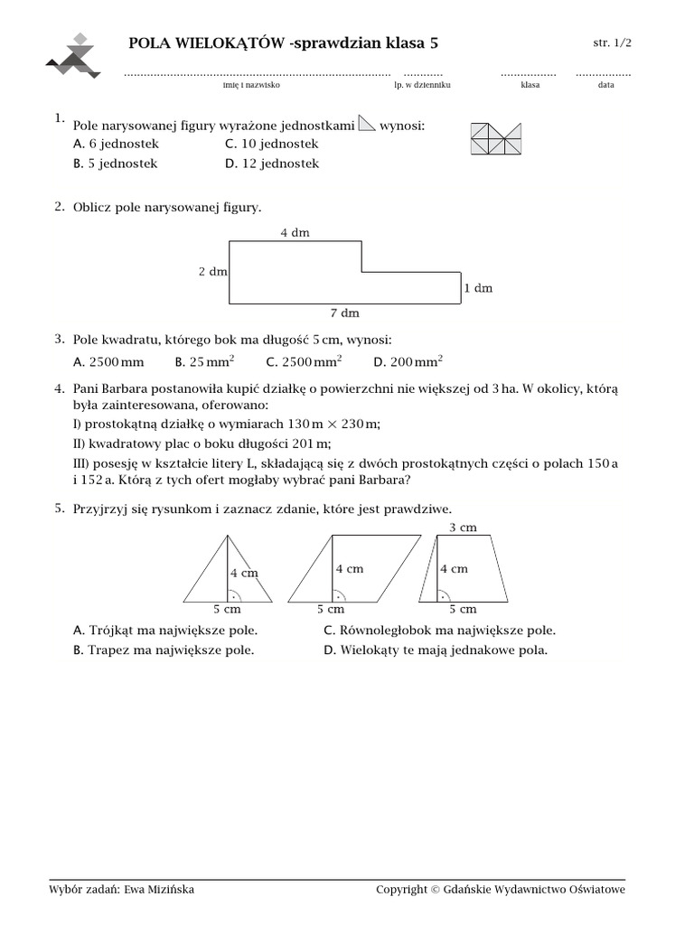 pola-wielok-t-w-sprawdzian-klasa-5-imi-i-nazwisko-lp-w-dzienniku
