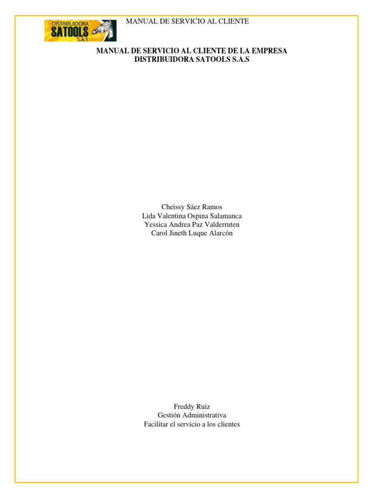 Manual de Servicio al Cliente SATOOLS | PDF | Business | Calidad ...