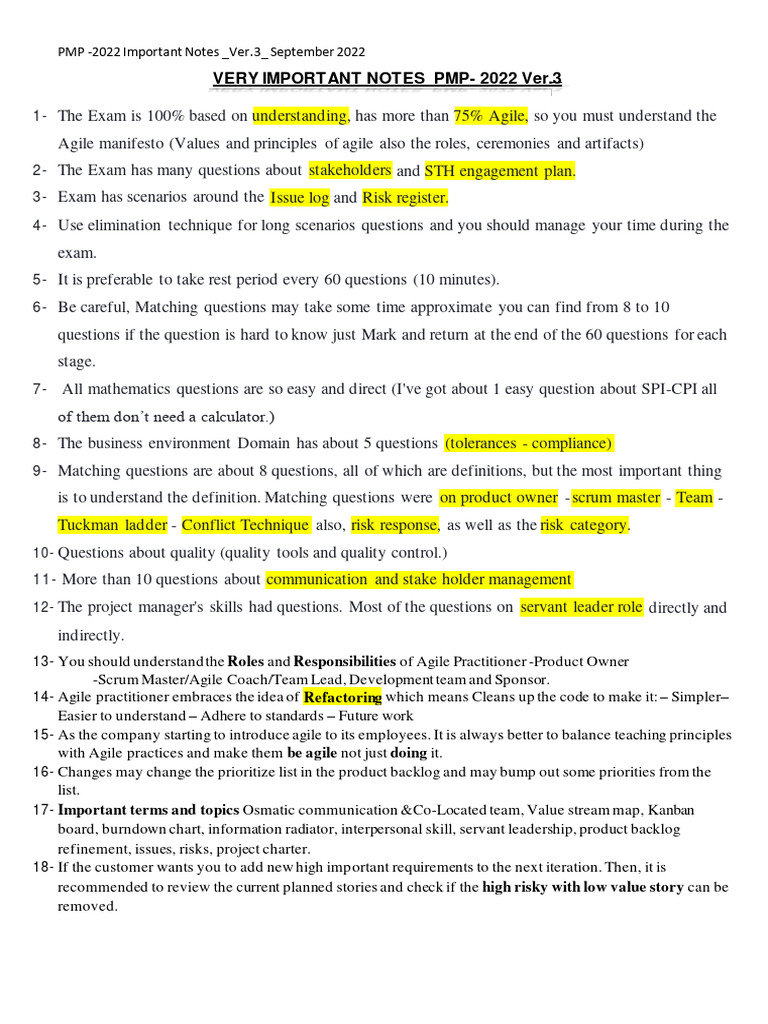 PMP 2022 Exam Tips for Agile Success | PDF