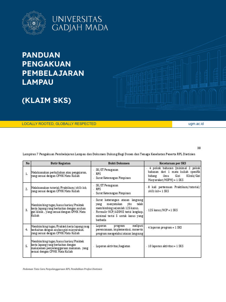 Pedoman RPL Dietisien UGM | PDF