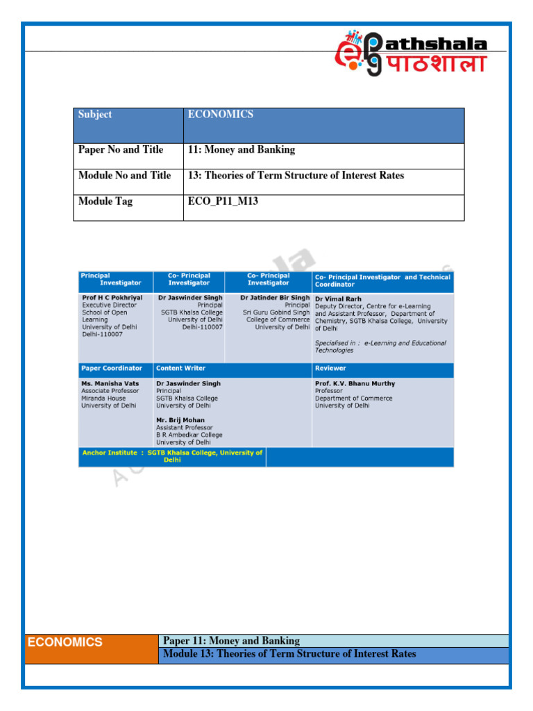 Theories of Interest Rate Structure | PDF | Yield Curve | Interest Rates