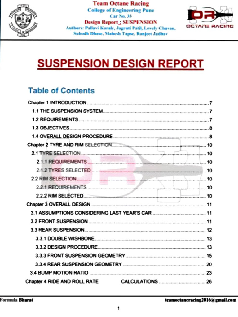 Suspension Design of Octane Racing | PDF