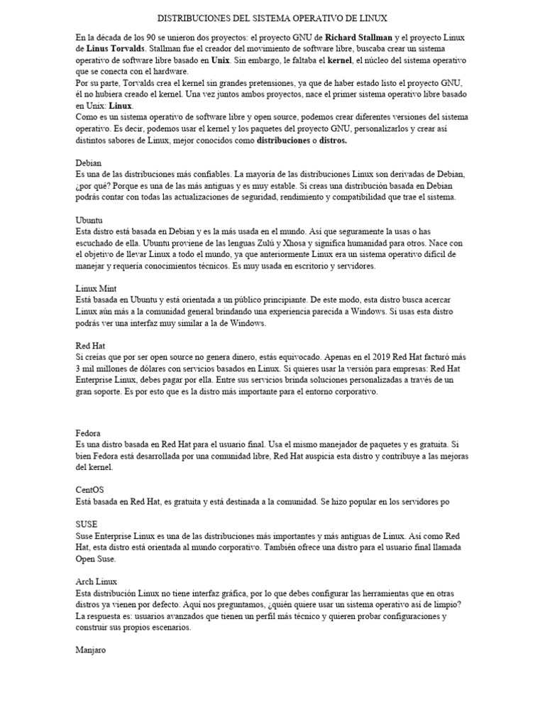 Distribuciones de Linux: Guía Completa | PDF | Distribución de Linux ...