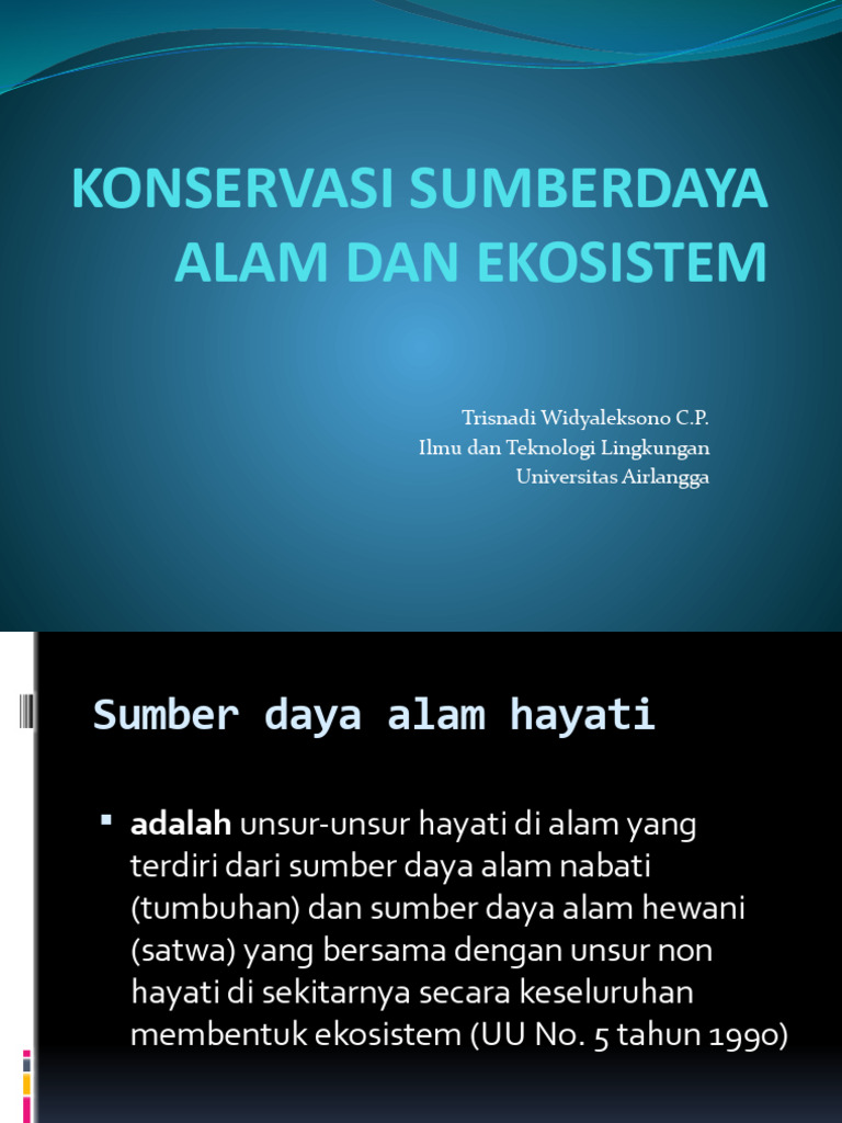 Konservasi Sumberdaya Alam Dan Ekosistem | PDF