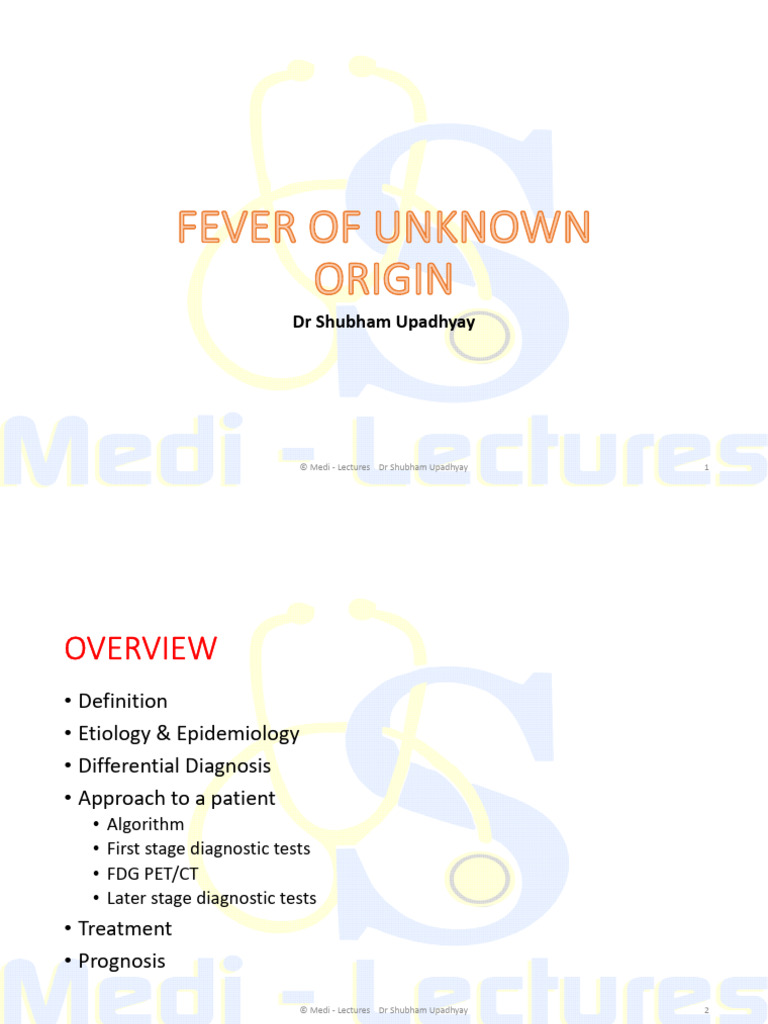 Fever of Unknown Origin Guide | PDF | Positron Emission Tomography | Fever