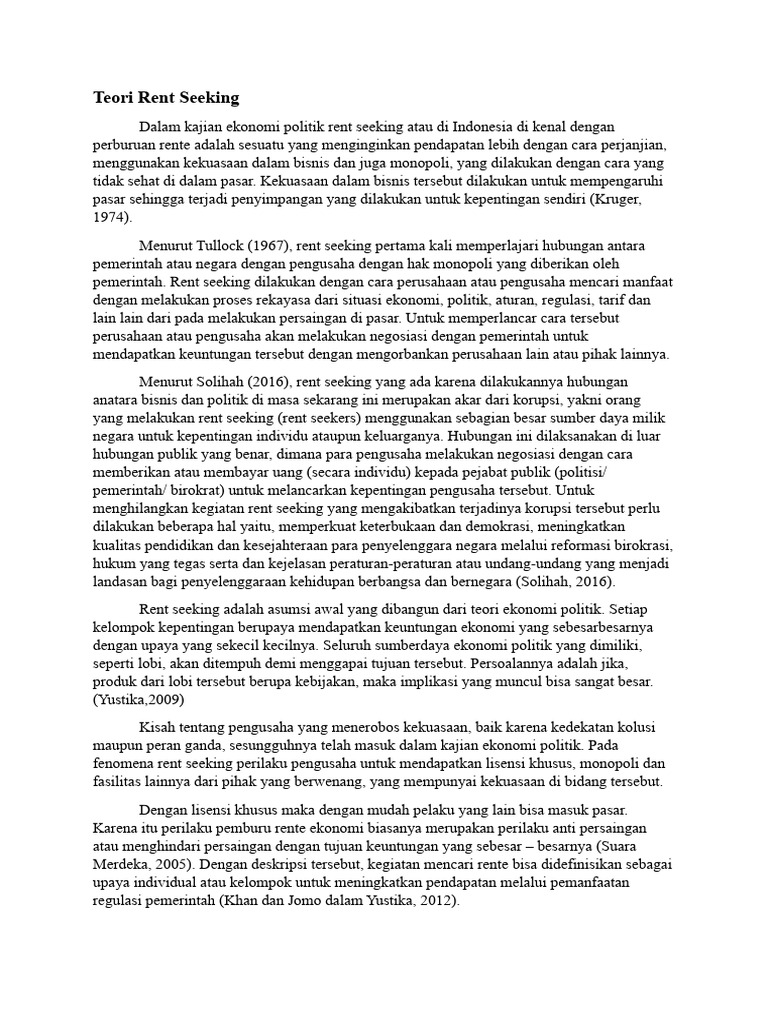 Teori Rent Seeking | PDF