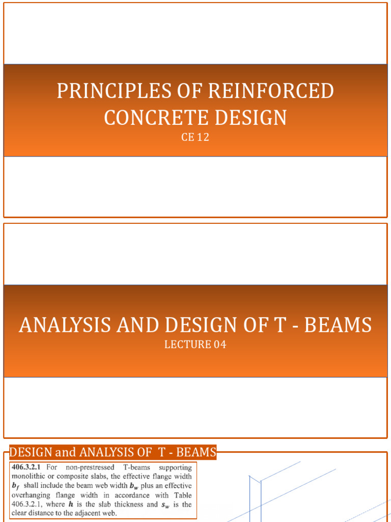 Lecture 05 Analysis and Design of T Beams | PDF | Beam (Structure ...