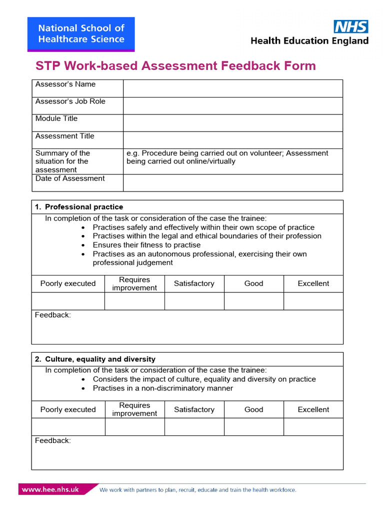 STP Trainee Assessment Feedback | PDF | Health Care