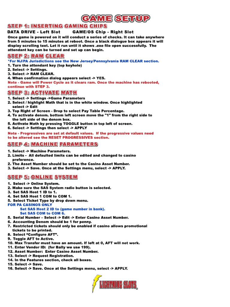Lightning Game Setup | PDF | Slot Machine | Random Access Memory