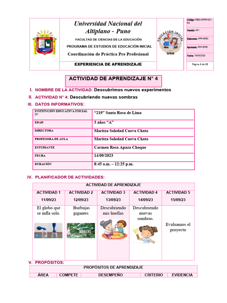 Planificacion 3 | PDF | Educación de la primera infancia | Aprendizaje