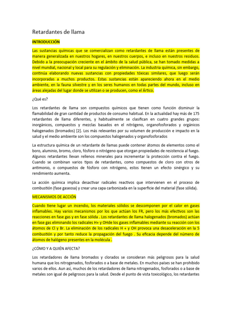 Retardantes de llama PDF Compuestos químicos Química