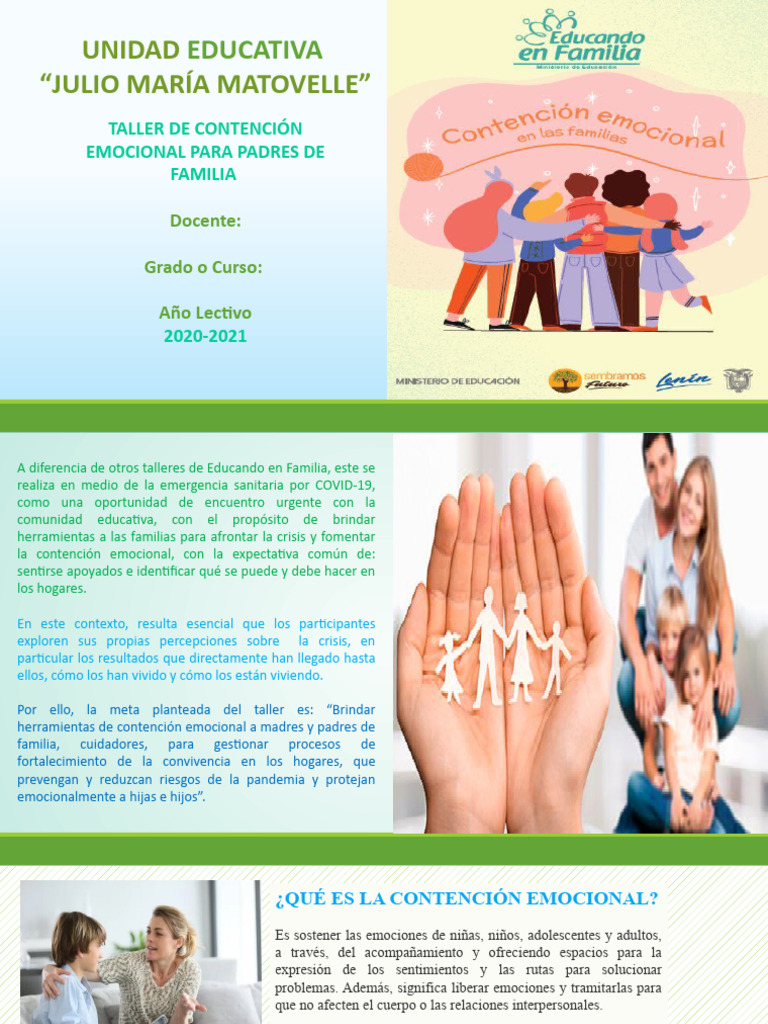 Taller Contecion Emocional para Padres de Familia | PDF | Las emociones ...