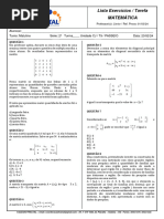 Lista Exercícios / Tarefa Matemática: Questão 1 Questão 5