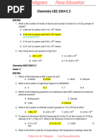 Chemistry Grade 12 Entrance Exam