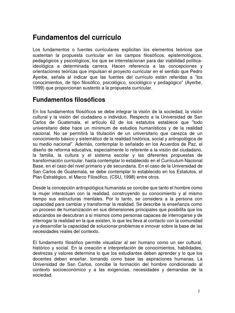Fundamentos de Curriculum | PDF | Plan de estudios | Aprendizaje