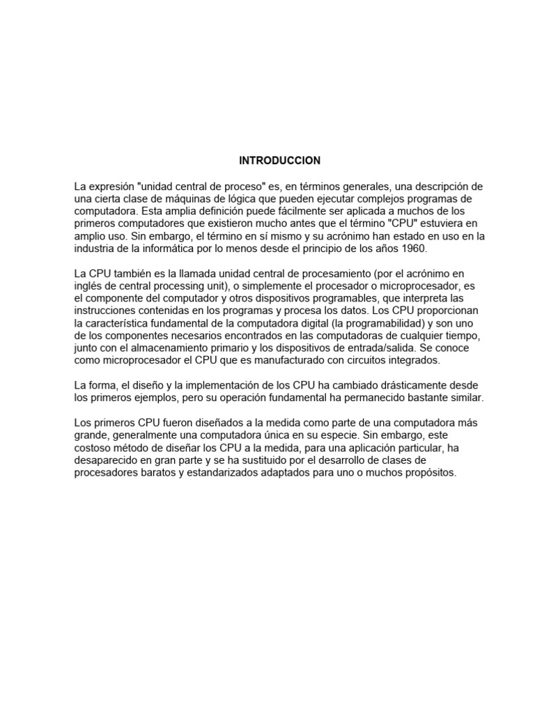 Funcionamiento y Tipos de CPU | PDF | Unidad Central de procesamiento ...