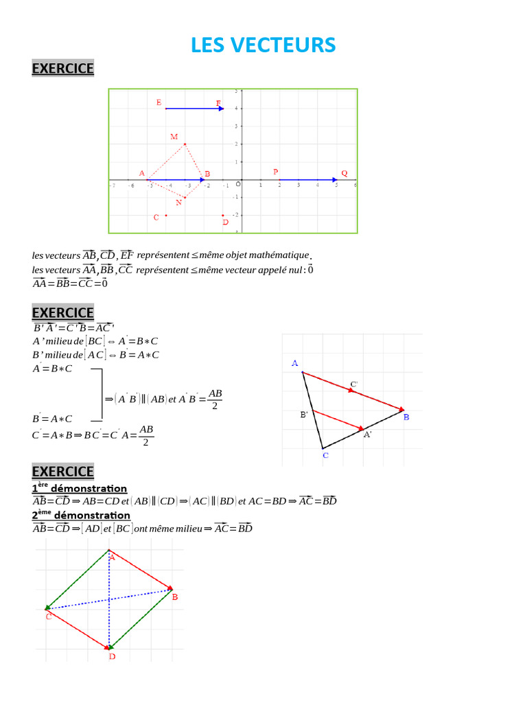 Exercices sur les vecteurs en seconde | PDF