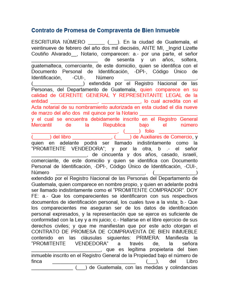 Promesa de Compraventa Inmueble | PDF | Justicia | Crimen y violencia