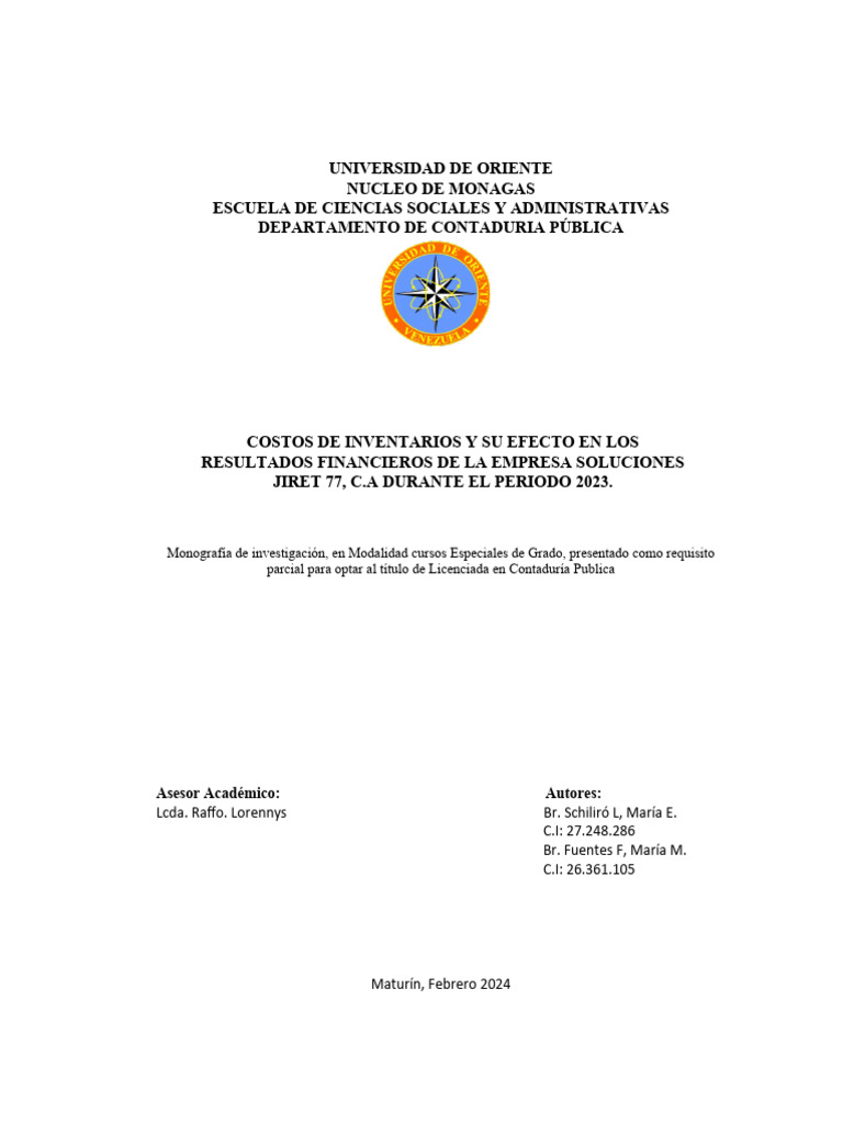 Costos de Inventario y Resultados Financieros | PDF | Business | Inventario