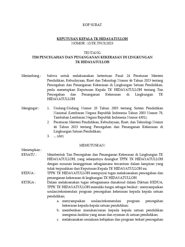 Contoh SK TPPK | PDF