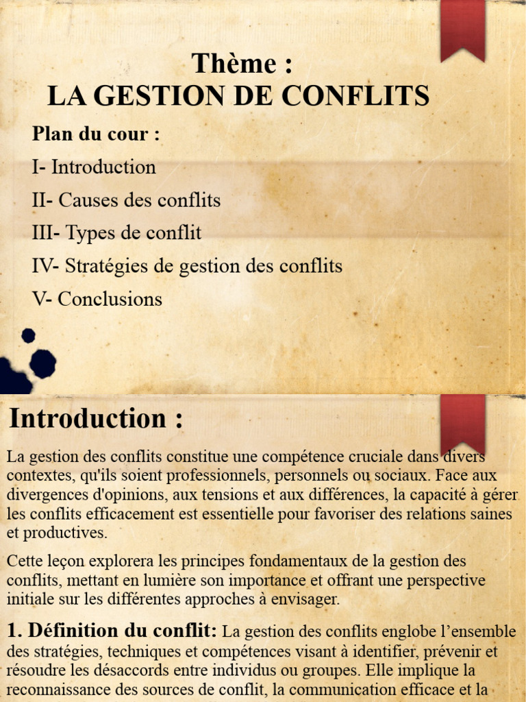 Gestion des Conflits Organisationnels | PDF | Résolution de conflit ...