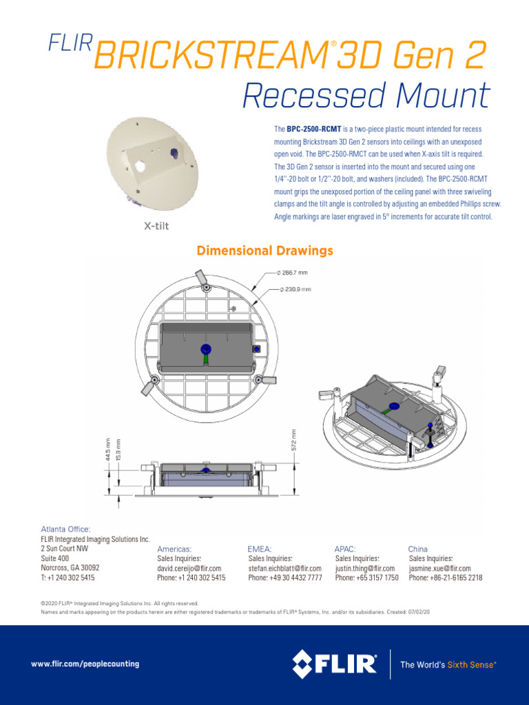 Brickstream3D Gen2 RecMount Datasheet US | PDF