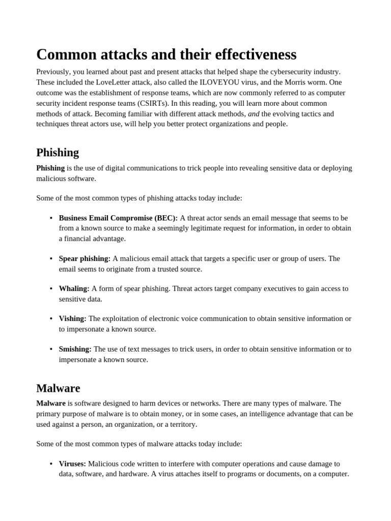 02-Common Attacks and Their Effectiveness | PDF | Malware | Social ...