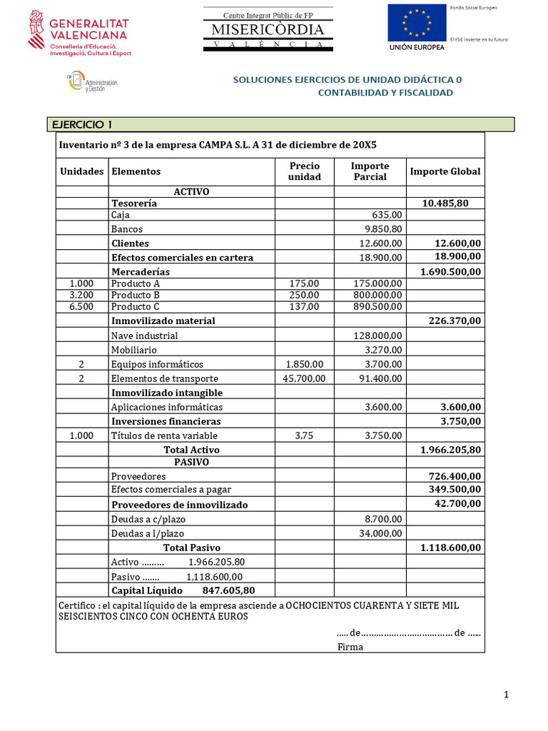 Unidad 1 Contabilidad Solucion Pdf Contabilidad Financiera Jerga