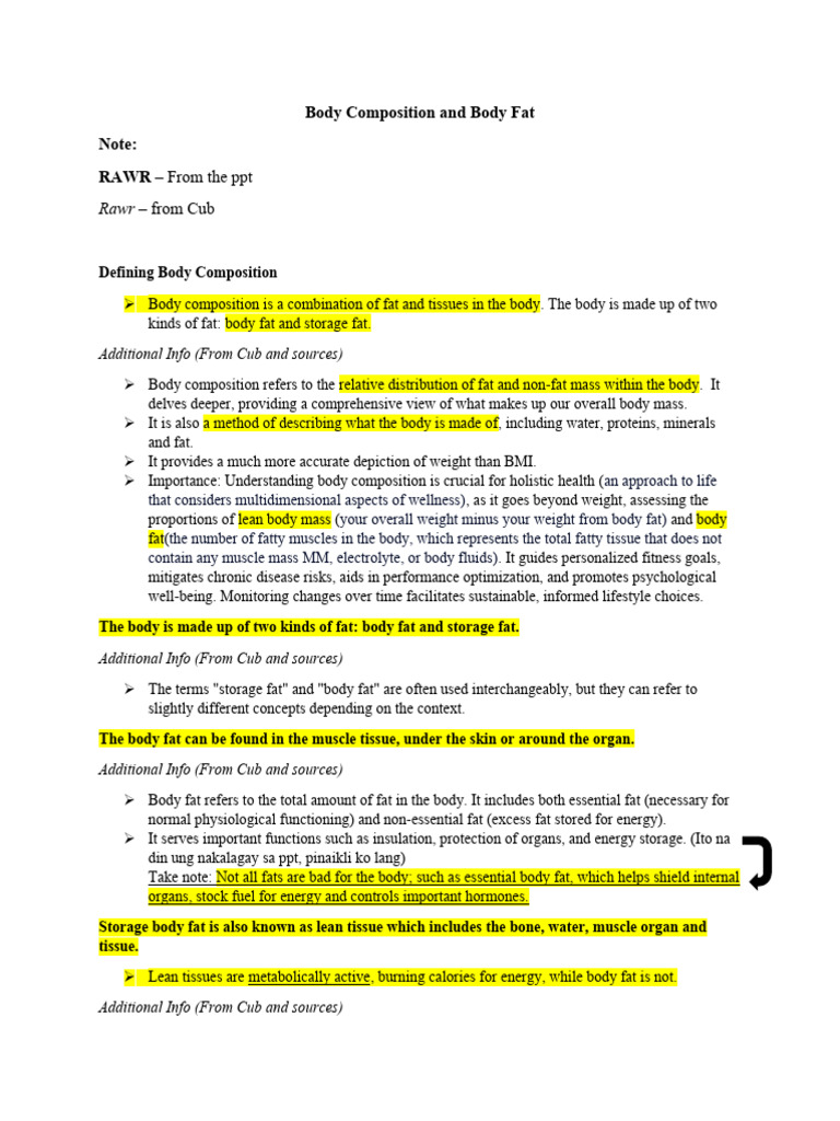 Understanding Body Composition and Fat | PDF | Adipose Tissue ...