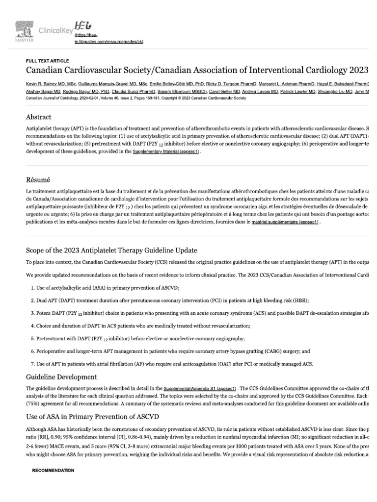 Canadian Cardiovascular Society Study | PDF