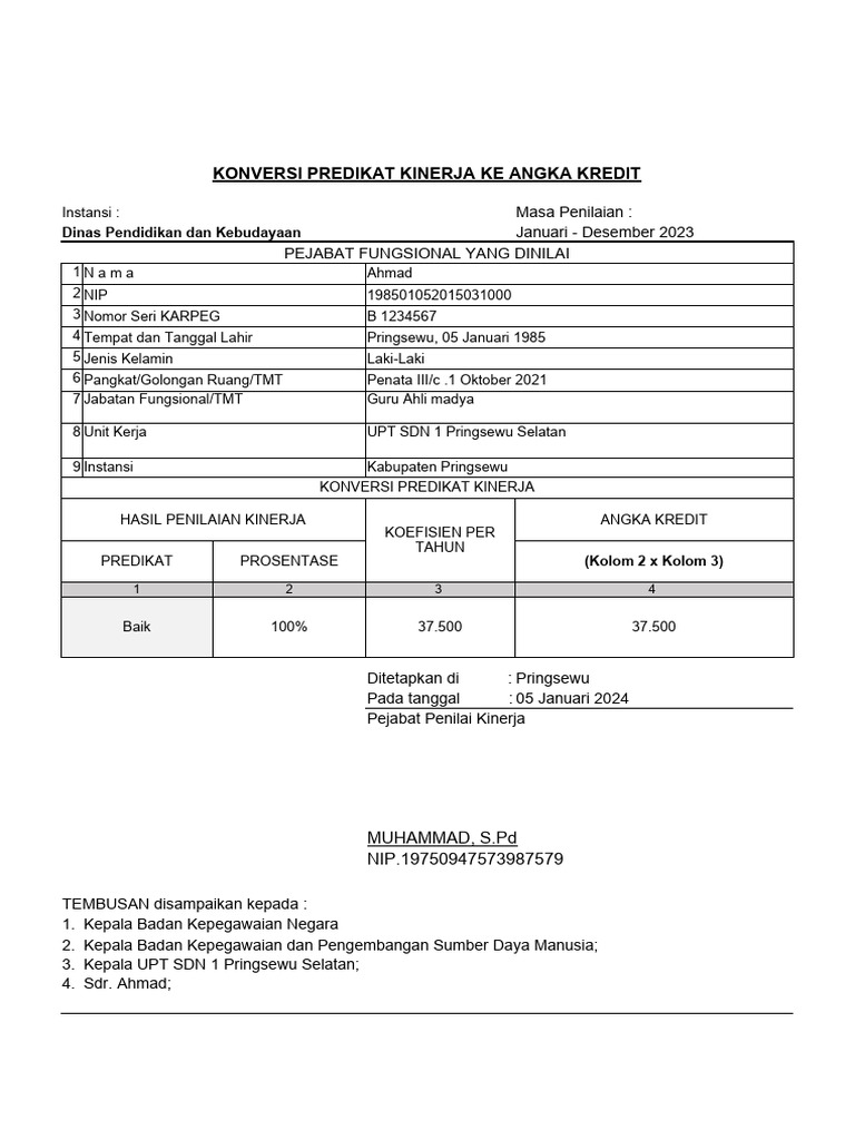 Form Konversi AK 2023 Guru | PDF