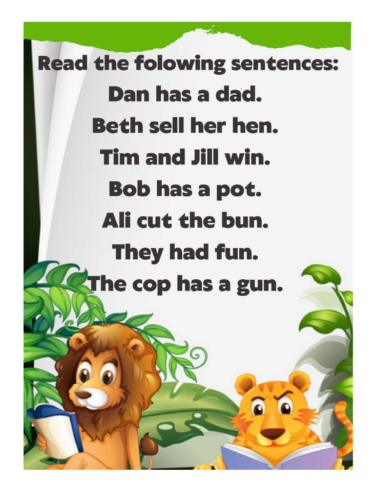 READING SENTENCES (Free Reading Material) | PDF