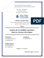 Analyse de La Stabilité Transitoire Dans Les Réseaux Électriques