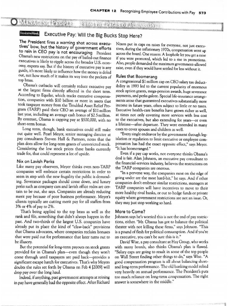 Case HRM ch12 Executive Pay | PDF