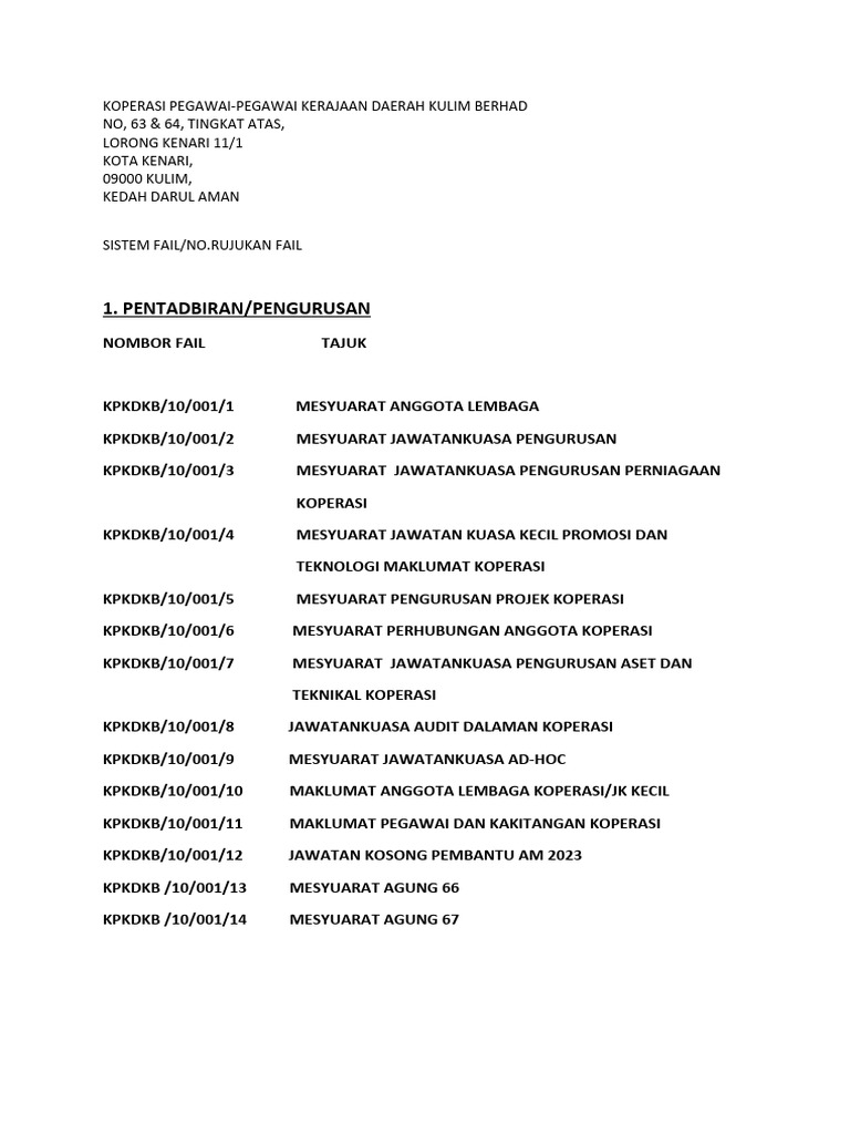Sistem Fail Koperasi (New) | PDF