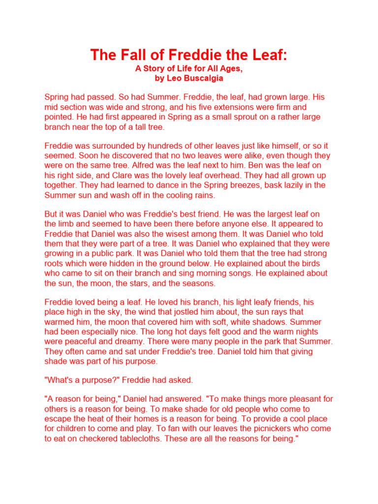 The Fall of Freddie the Leaf | PDF | Poetry