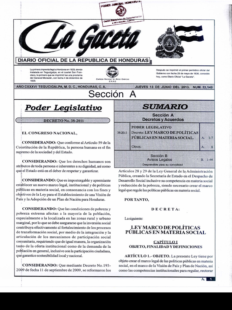 Ley Marco de Politicas Publicas en Materia Social (5,6mb) | PDF