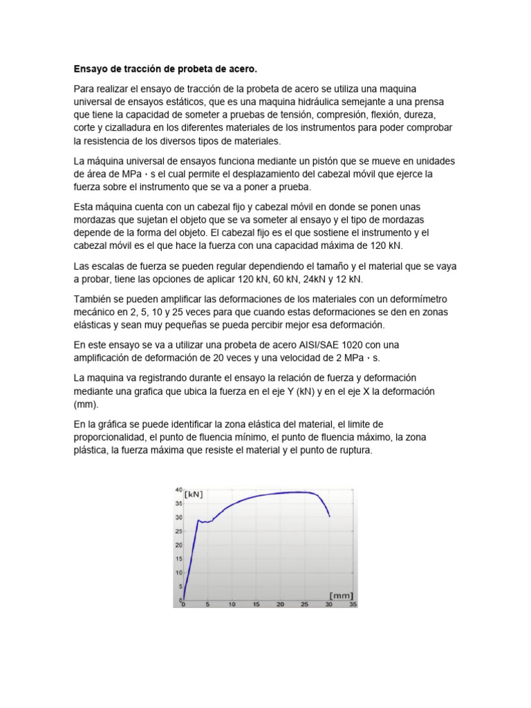 Ensayo de Tracción de Probeta de Acero | PDF